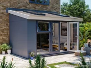 Addroom Conservatory Alternative 4m x 2.5m with Skylights Solid Wall Grey uPVC Painted