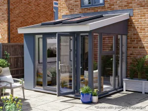 Addroom 3m x 2.5m Conservatory Alternative with Skylights Grey uPVC Painted