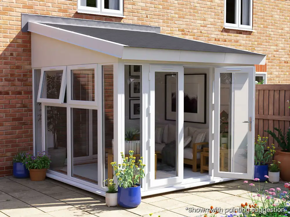 Addroom 3m x 3m Conservatory Alternative with Skylights Grey uPVC Painted