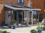 Addroom 4m x 2.5m Conservatory Alternative with Skylights Grey uPVC Painted