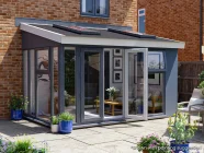 Addroom 4m x 2.5m Conservatory Alternative with Skylights Grey uPVC Painted