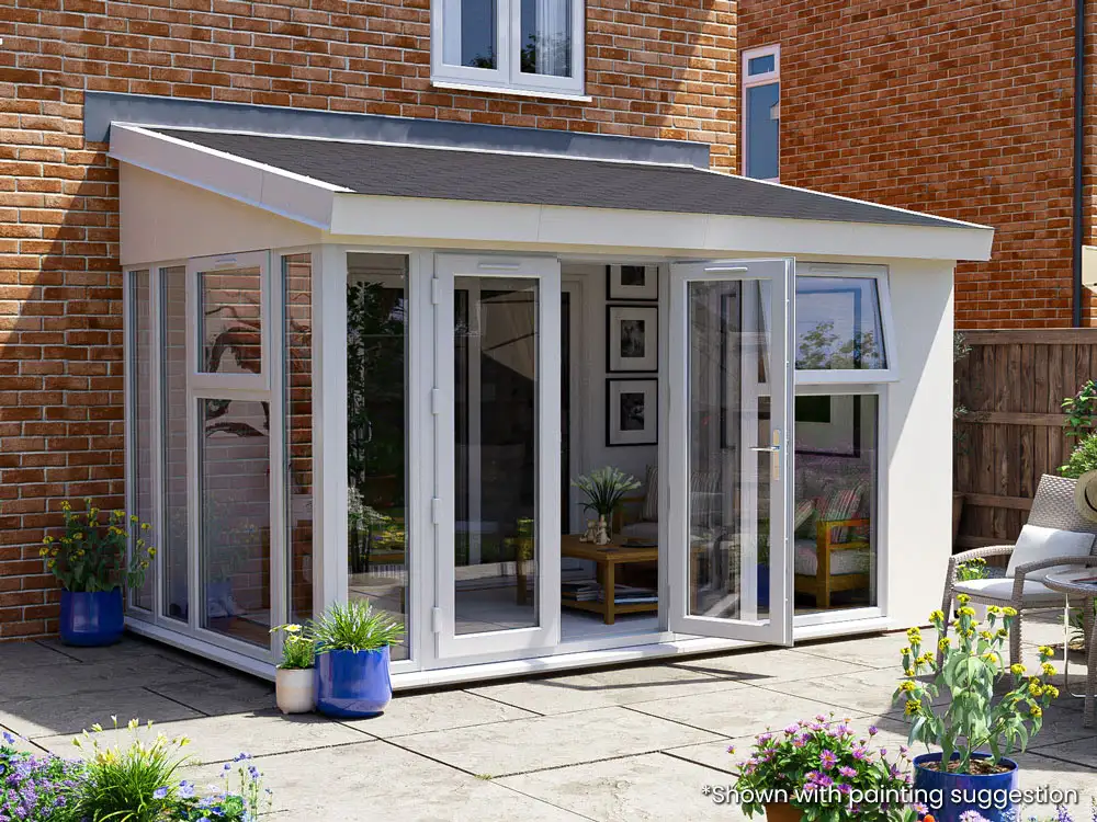 Addroom 4m x 2.5m Conservatory Alternative with Skylights Grey uPVC Painted
