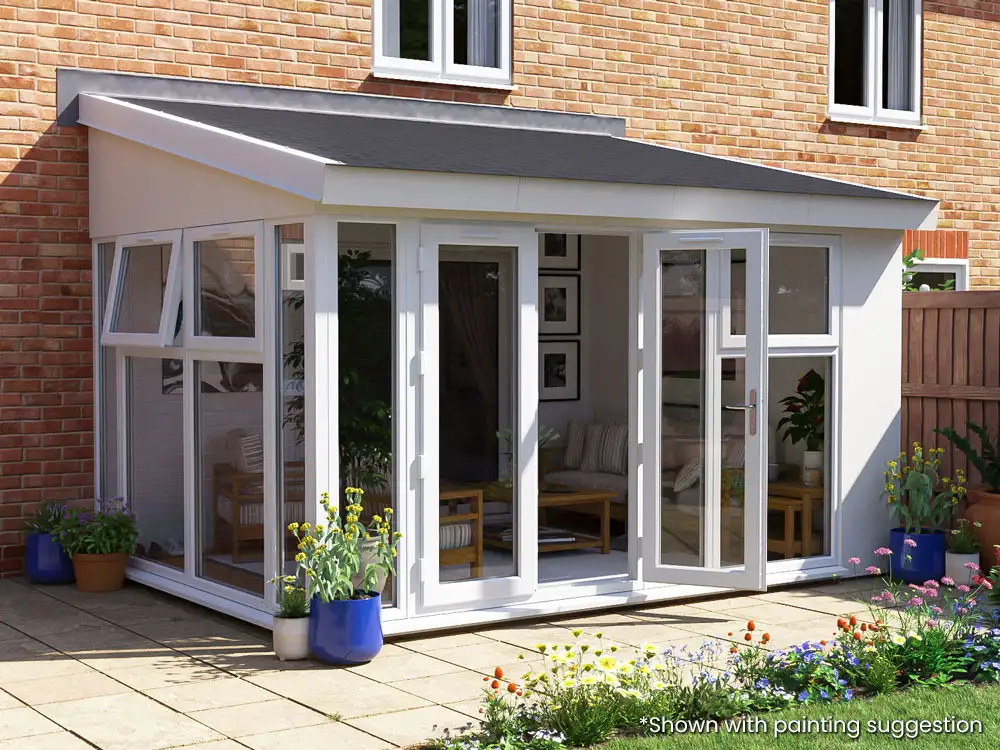 Addroom 4m x 3m Conservatory Alternative with Skylights Grey uPVC Painted