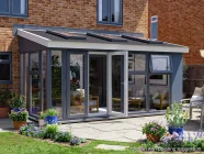 Addroom 5m x 2.5m Conservatory Alternative with Skylights Grey uPVC Painted
