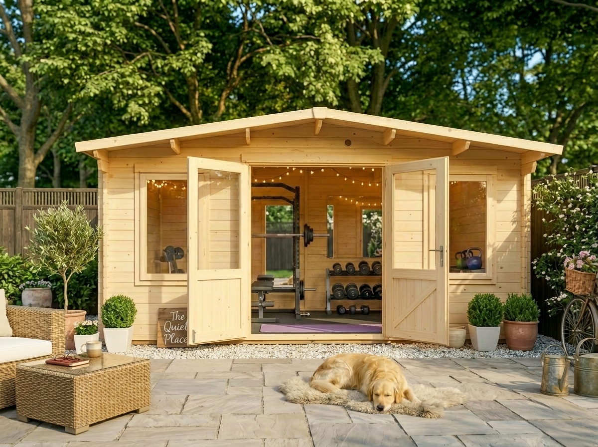 Garden gym log cabin