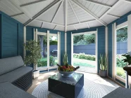 Wooden Hexagonal Garden Summer House 3.5m x 3m Interior Painted Suggestion