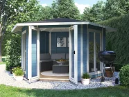 Wooden Hexagonal Garden Summer House 3.5m x 3m Painted Suggestion