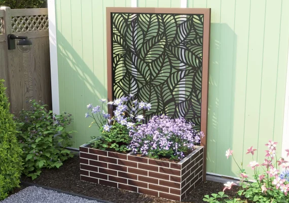 Brick Effect Garden Bed Planter with Decorative Screen 1200mm x 600mm x 400mm