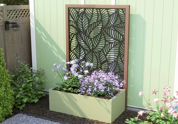 Green Garden Bed Planter with Decorative Screen 1200mm x 600mm x 400mm