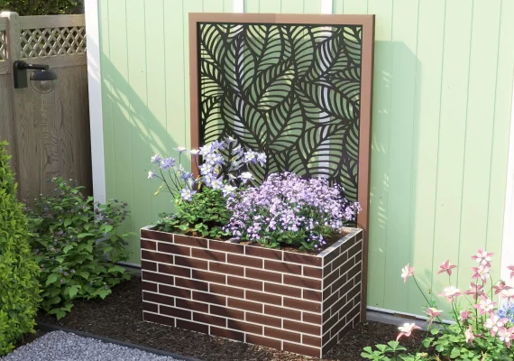 Brick Effect Garden Planter with Decorative Screen 1200mm x 600mm x 600mm