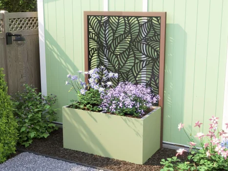 Green Effect Garden Bed Planter with Decorative Screen 1200mm x 600mm x 600mm