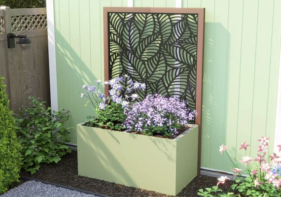 Green Effect Garden Bed Planter with Decorative Screen 1200mm x 600mm x 600mm