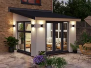 3m x 3m Rendered Addroom Fully Glazed Grey uPVC Night