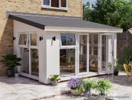 4m x 3m Rendered Addroom Fully Glazed White uPVC Painted Fascia
