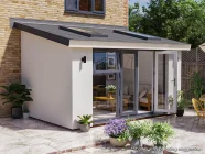 4m x 3m Rendered Addroom with Skylights Grey uPVC Painted Fascia