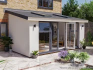 5m x 3m Rendered Addroom with Skylights Grey uPVC Painted Fascia