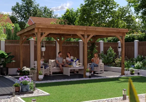 Pressure Treated Leviathan Pent Open Chunky Gazebo