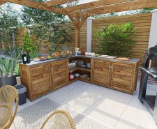 Outdoor Kitchen Pergola L Double Configuration