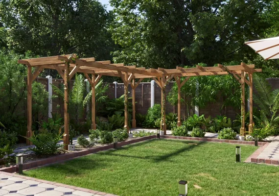 Pressure Treated Utopia Walkway Infinity Corner Wooden Pergola W5m x D5m
