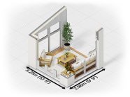 3m x 3m Rendered Addroom Interior Cutaway