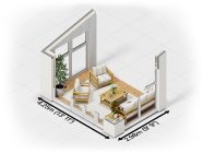 4m x 3m Rendered Addroom Interior Cutaway