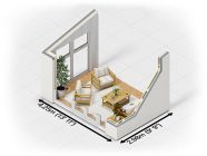 4m x 3m Rendered Addroom Interior Cutaway